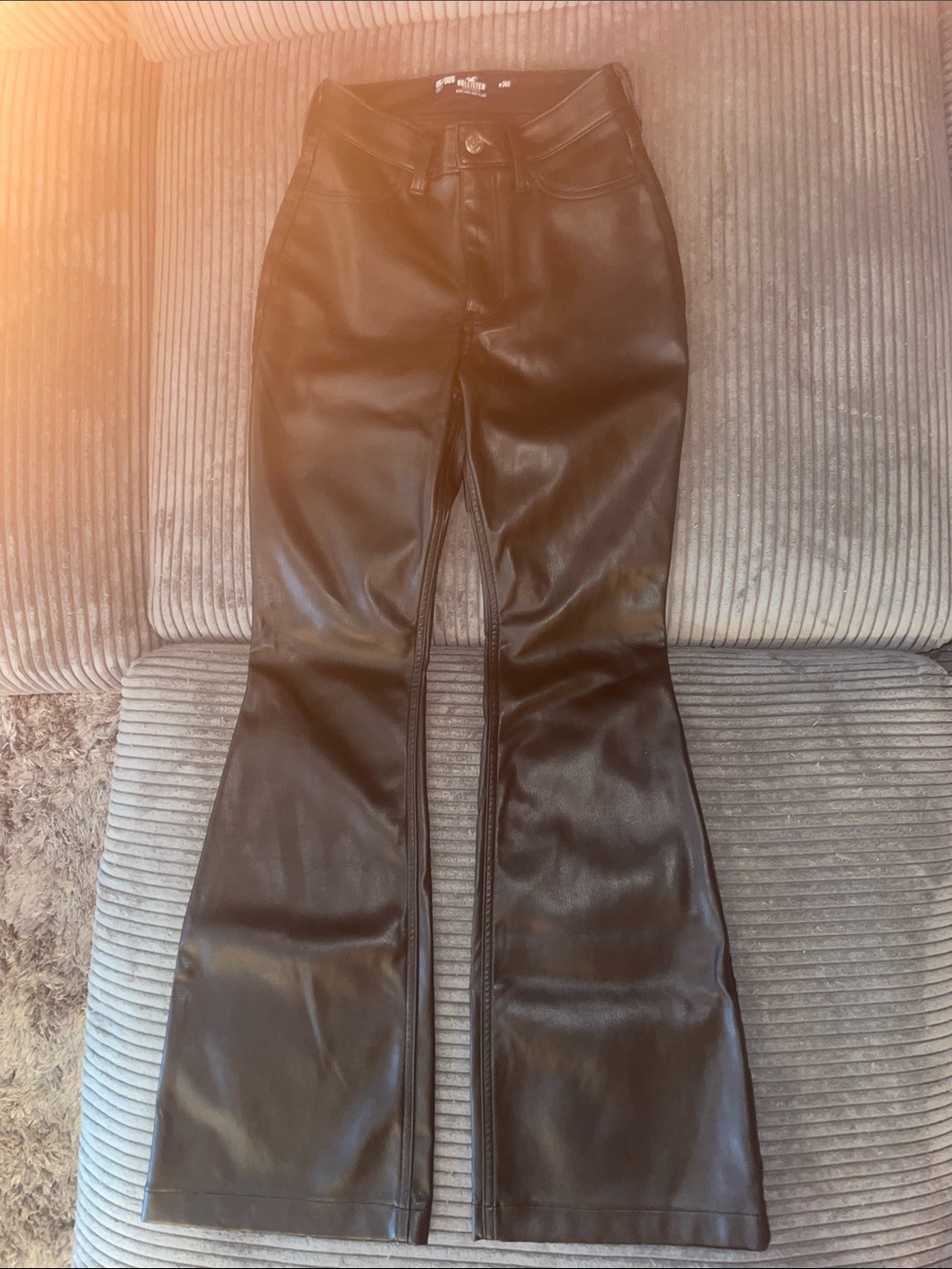 Hollister Black Faux Leather Flare Jeans